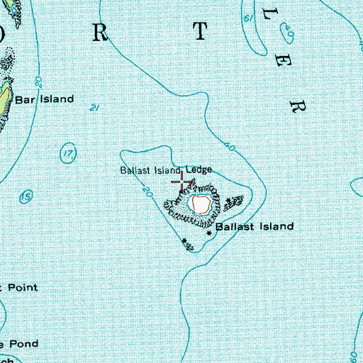 Topographic Map of Ballast Island Ledge, ME