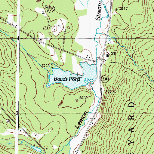 Topographic Map of Bauds Pond, ME