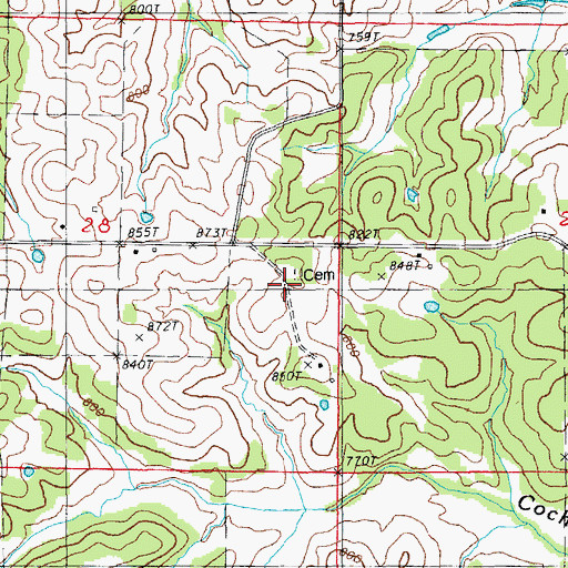 Topographic Map of Wesley Chapel, AR