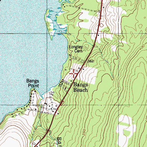 Topographic Map of Bangs Beach, ME