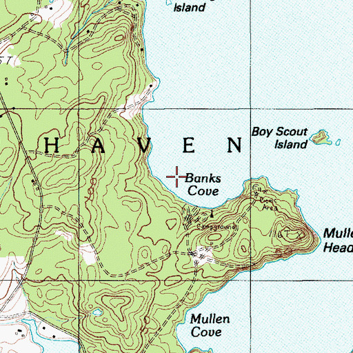 Topographic Map of Banks Cove, ME