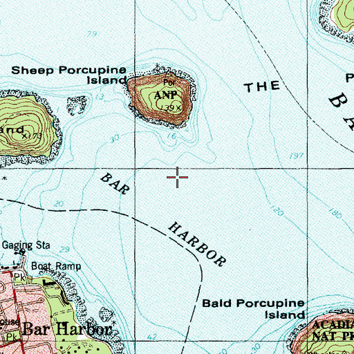 Topographic Map of Bar Harbor, ME