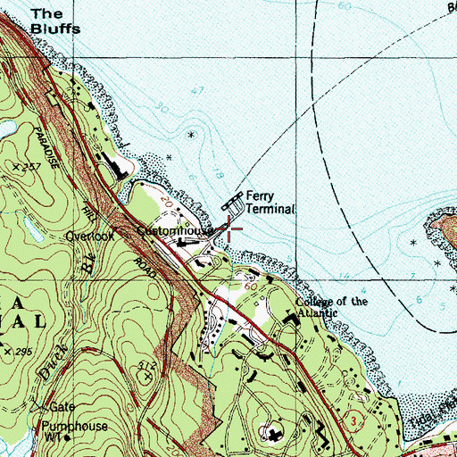 Topographic Map of Bar Harbor Ferry Terminal, ME