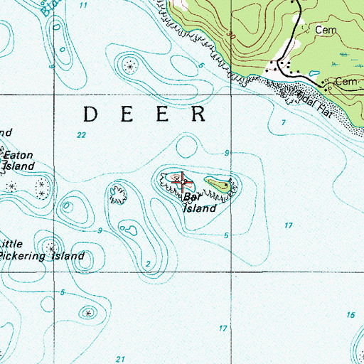 Topographic Map of Bar Island, ME