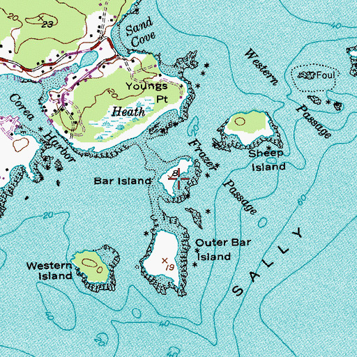 Topographic Map of Bar Island, ME