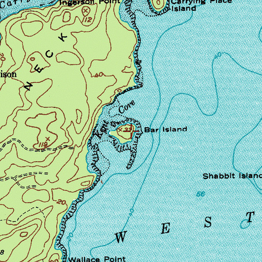 Topographic Map of Bar Island, ME