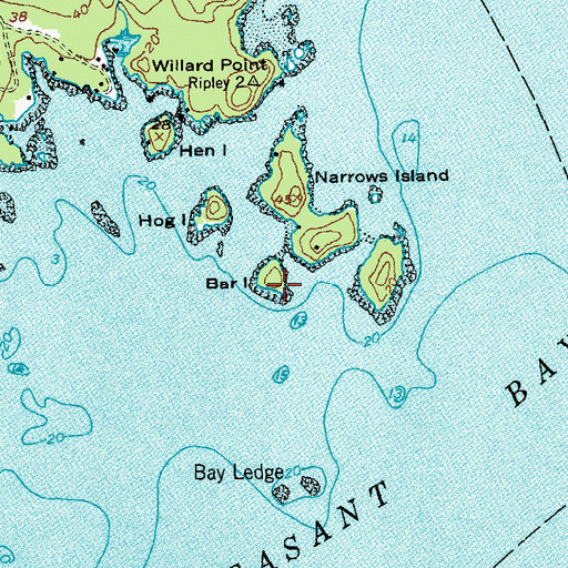 Topographic Map of Bar Island, ME