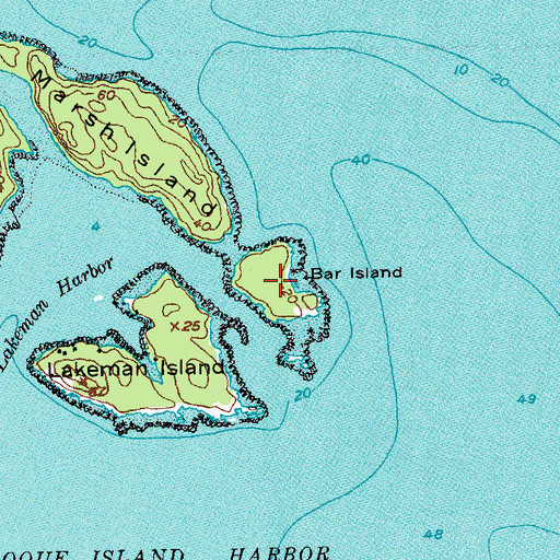 Topographic Map of Bar Island, ME