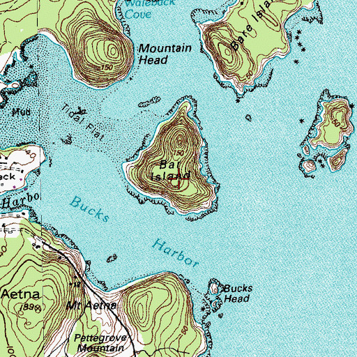 Topographic Map of Bar Island, ME