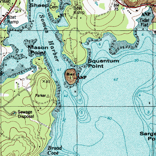 Topographic Map of Bar Island, ME
