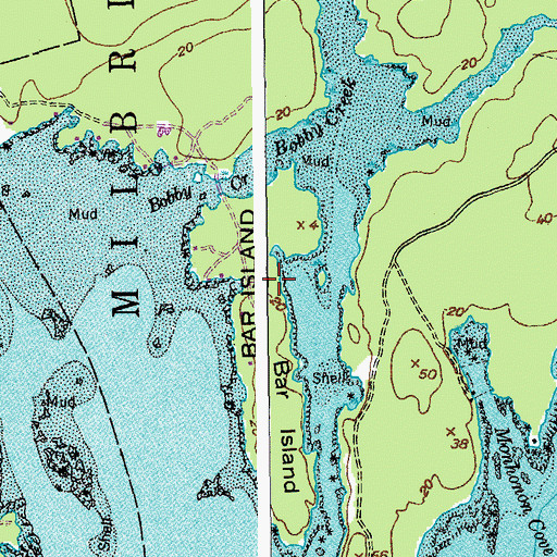 Topographic Map of Bar Island, ME
