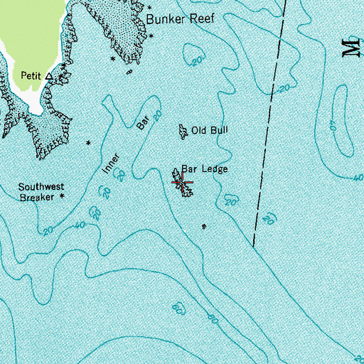 Topographic Map of Bar Ledge, ME