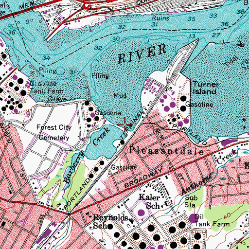 Topographic Map of Barberry Creek, ME