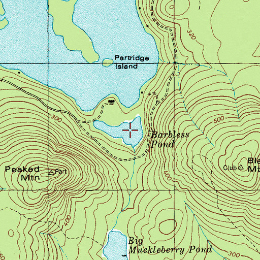 Topographic Map of Barbless Pond, ME