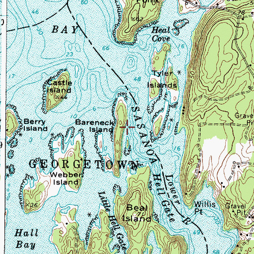 Topographic Map of Bareneck Island, ME