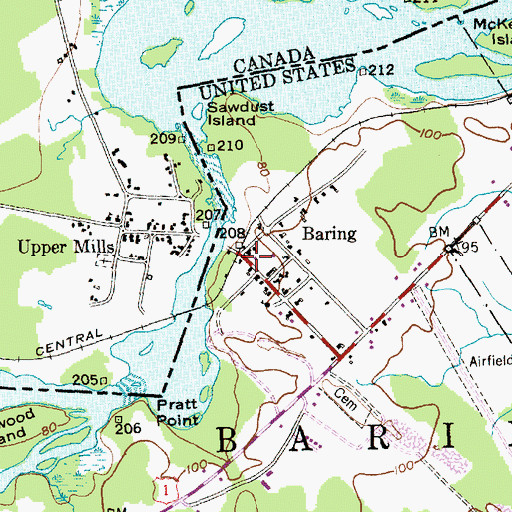 Topographic Map of Baring, ME