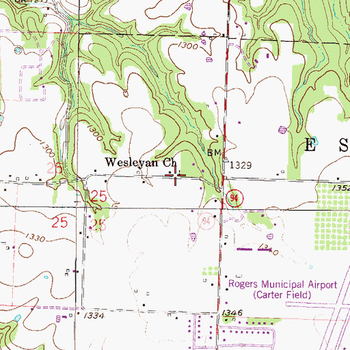 Topographic Map of Wesleyan Church, AR