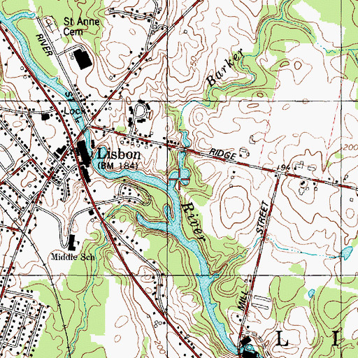 Topographic Map of Barker Brook, ME