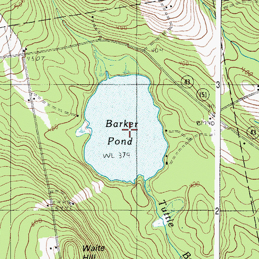 Topographic Map of Barker Pond, ME