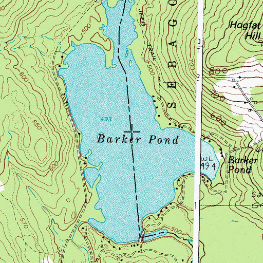 Topographic Map of Barker Pond, ME