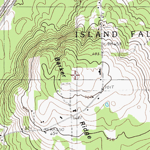 Topographic Map of Barker Ridge, ME