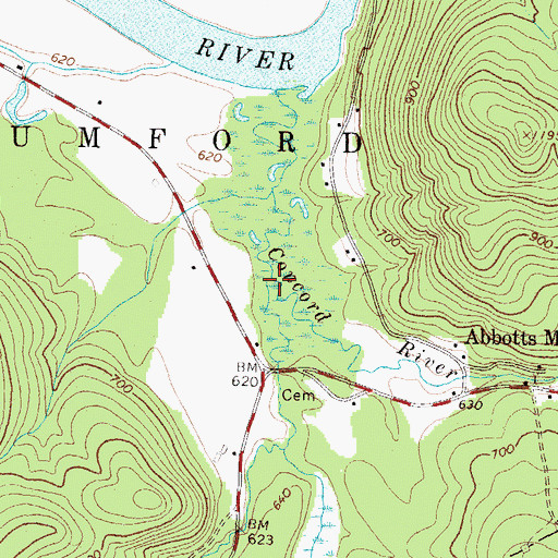 Topographic Map of Barkers Brook, ME