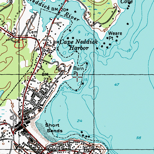 Topographic Map of Barn Point, ME
