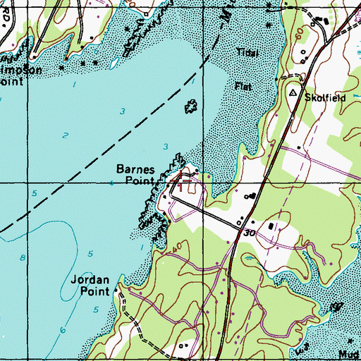Topographic Map of Barnes Point, ME