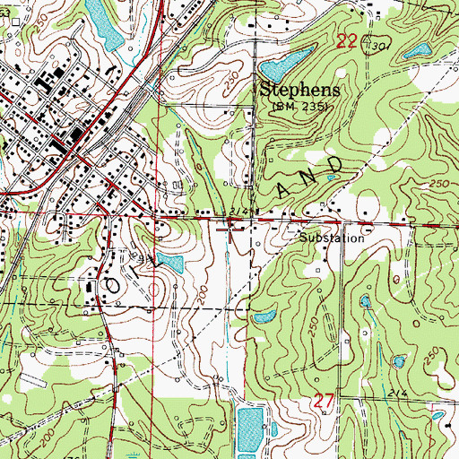 Topographic Map of Wesson Oil and Gas Field, AR