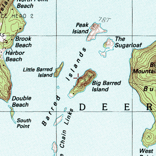 Topographic Map of Barred Islands, ME
