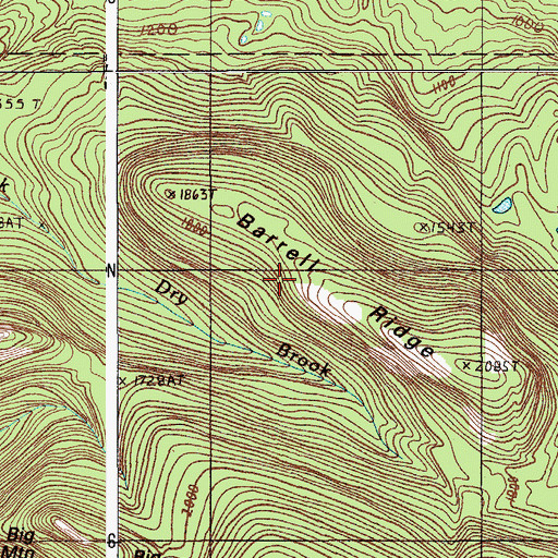 Topographic Map of Barrell Ridge, ME