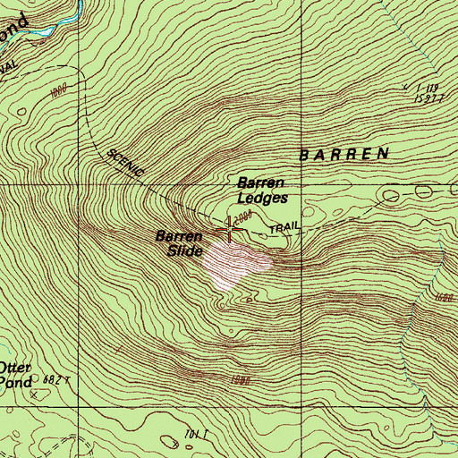 Topographic Map of Barren Ledges, ME