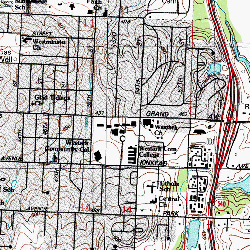 Topographic Map of West Arkansas Community College, AR
