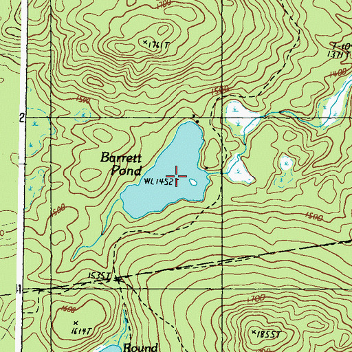 Topographic Map of Barrett Pond, ME