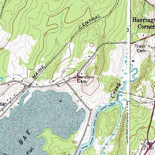 Topographic Map of Barstow Cemetery, ME
