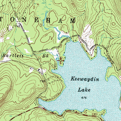 Topographic Map of Bartlett Brook, ME