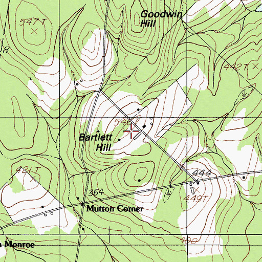 Topographic Map of Bartlett Hill, ME