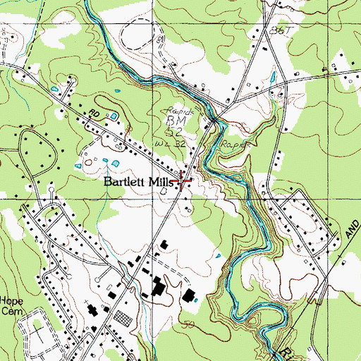 Topographic Map of Bartlett Mills, ME