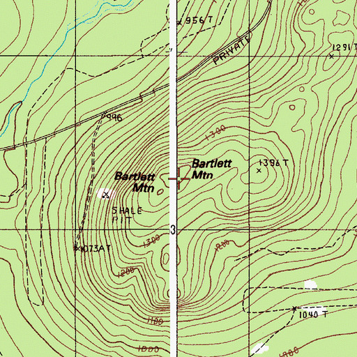 Topographic Map of Bartlett Mountain, ME