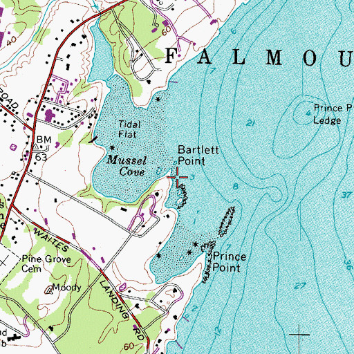 Topographic Map of Bartlett Point, ME