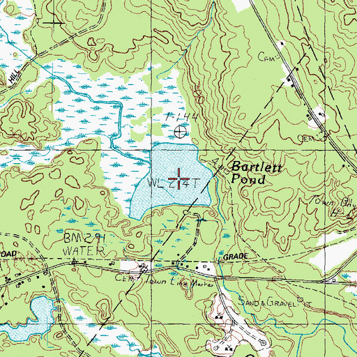 Topographic Map of Bartlett Pond, ME