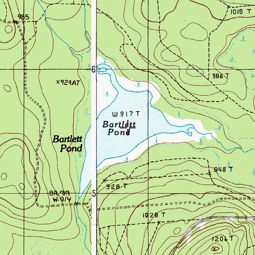 Topographic Map of Bartlett Pond, ME