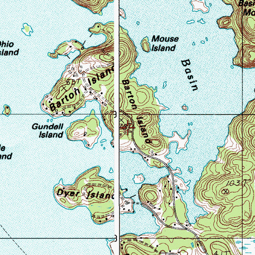 Topographic Map of Barton Island, ME