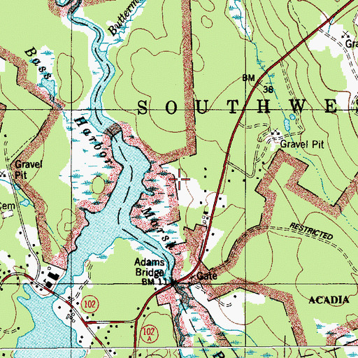 Topographic Map of Bass Harbor Marsh, ME