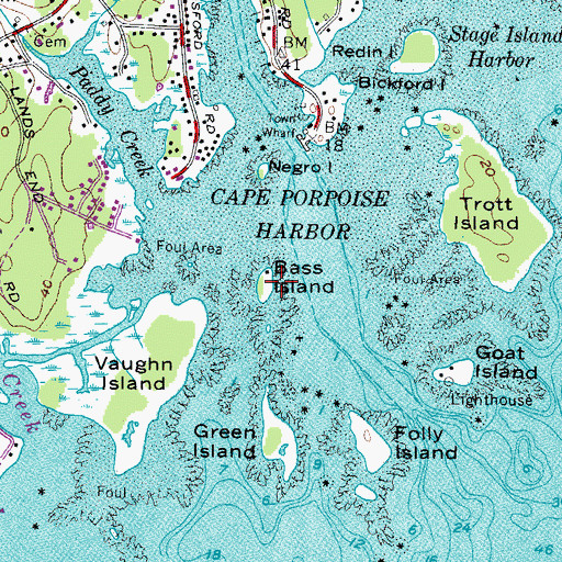 Topographic Map of Bass Island, ME