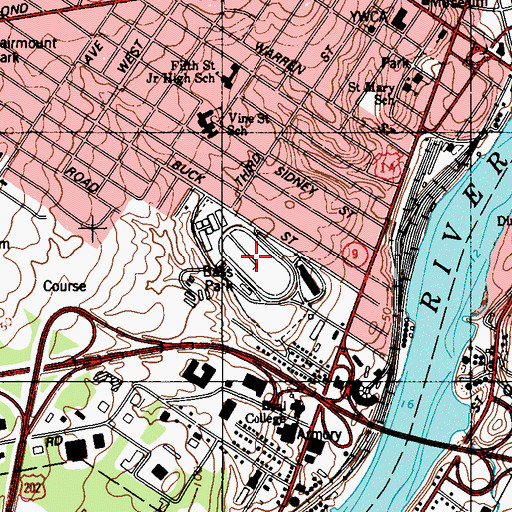 Topographic Map of Bass Park, ME