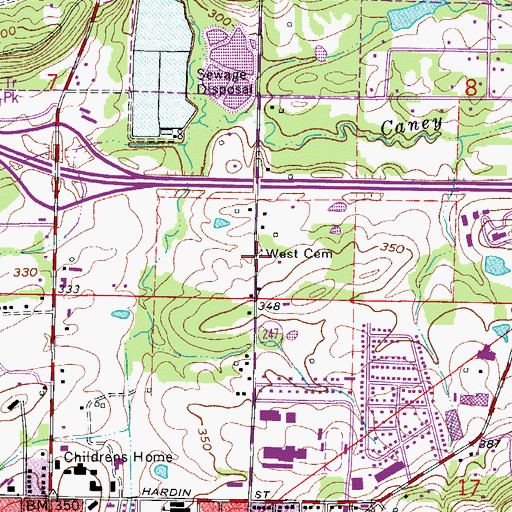 Topographic Map of West Cemetery, AR