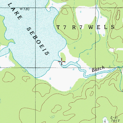 Topographic Map of Batch Brook, ME