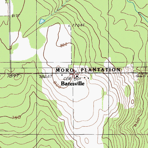 Topographic Map of Bates Cemetery, ME