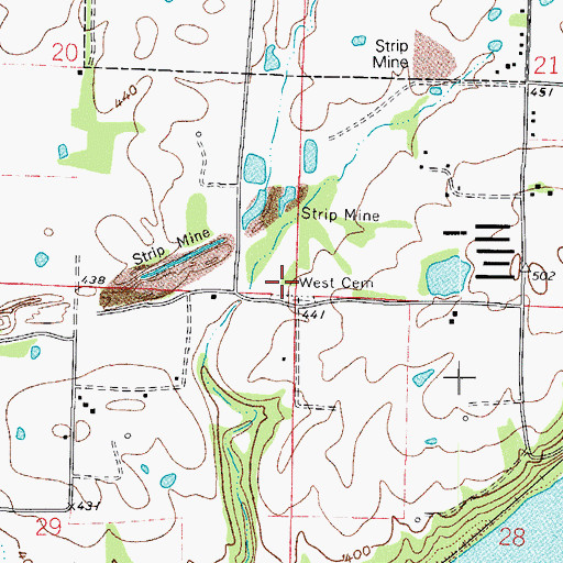 Topographic Map of West Cemetery, AR